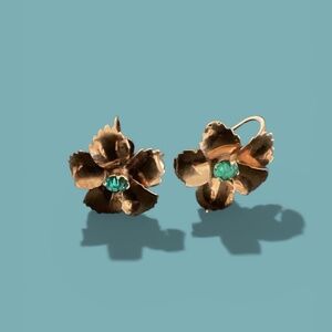 10k Gold Emerald Earrings